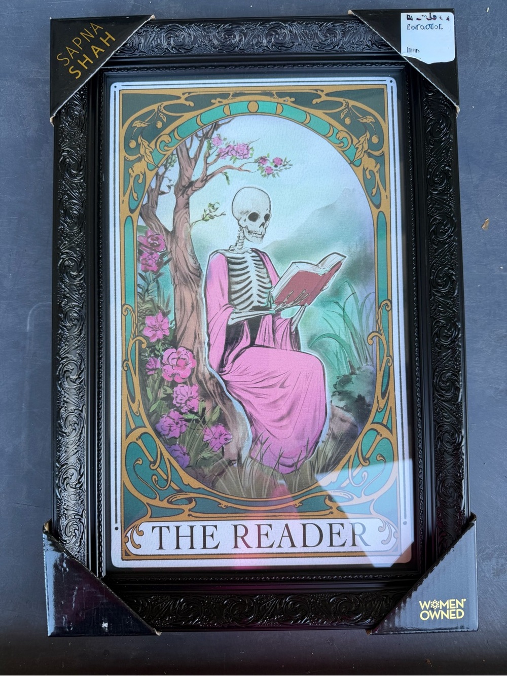 Sapna Shah – The Reader Book - Loteria Style 18”x12” Framed Wall Art Print - NEW